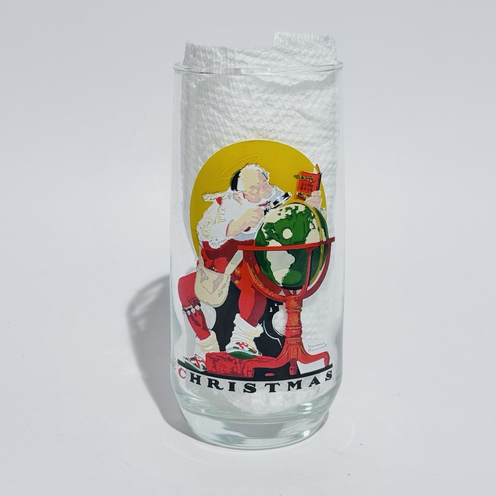 Vintage Christmas Coca Cola & Norman Rockwell Collector Glass Replacement